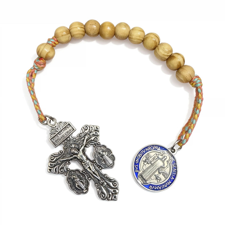 BlessingTree Saint Benedict Pocket Rosary with Olive Wood Beads