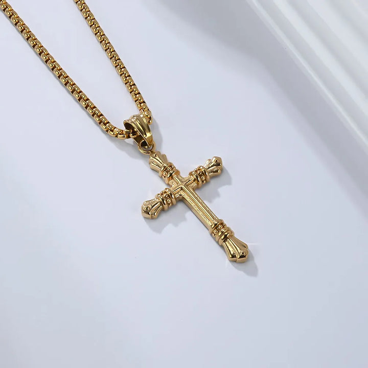 BlessingTree Stainless Steel Cross Pendant Necklace Gold Silver Black
