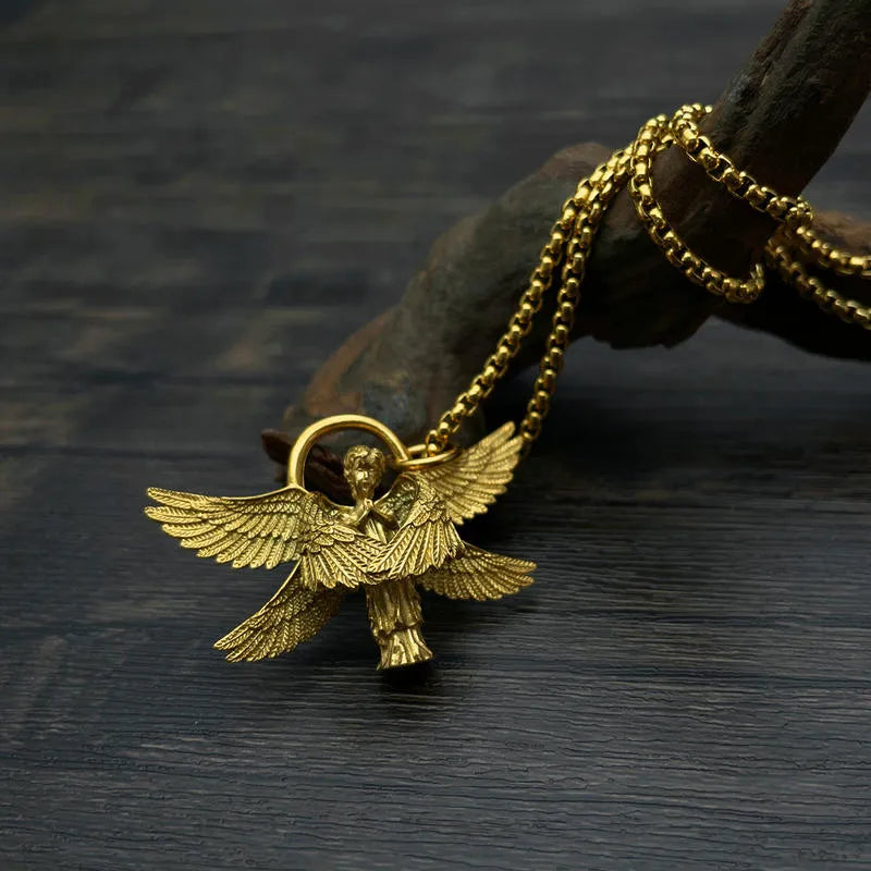BlessingTree Guardian Angel Wing Pendant Necklace Religious Angel Necklace for Catholic & Christian Faith