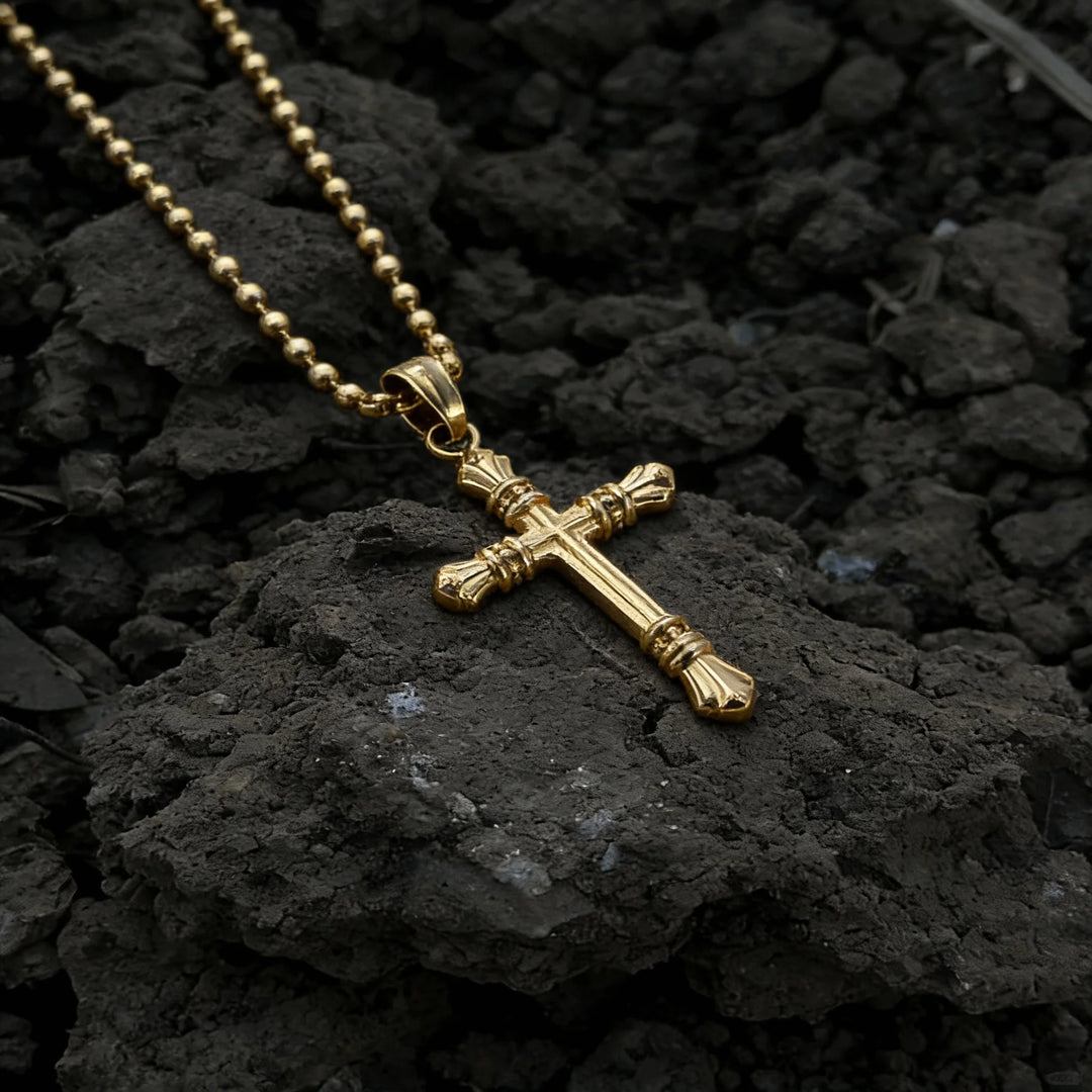 BlessingTree Stainless Steel Cross Pendant Necklace Gold Silver Black