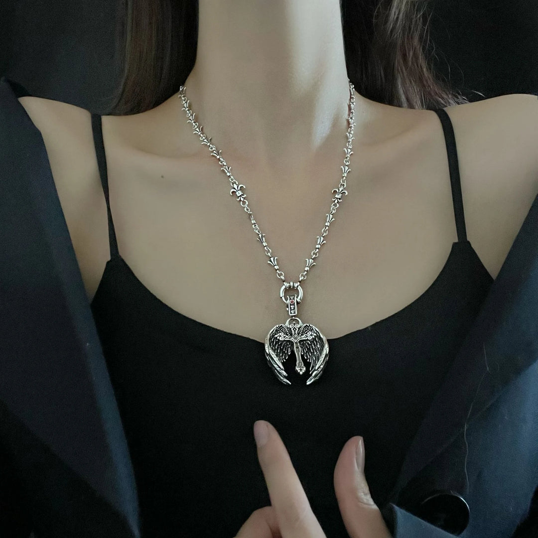 BlessingTree Silver Plated Winged Cross Pendant Necklace 20 Inch Christian Jewelry