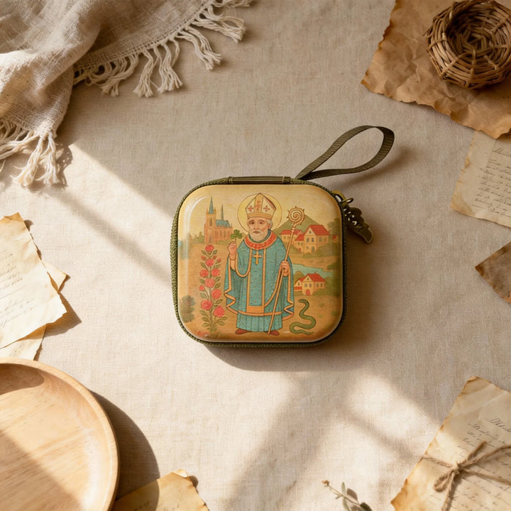 BlessingTree Square Hand-Painted Rosary Storage Case