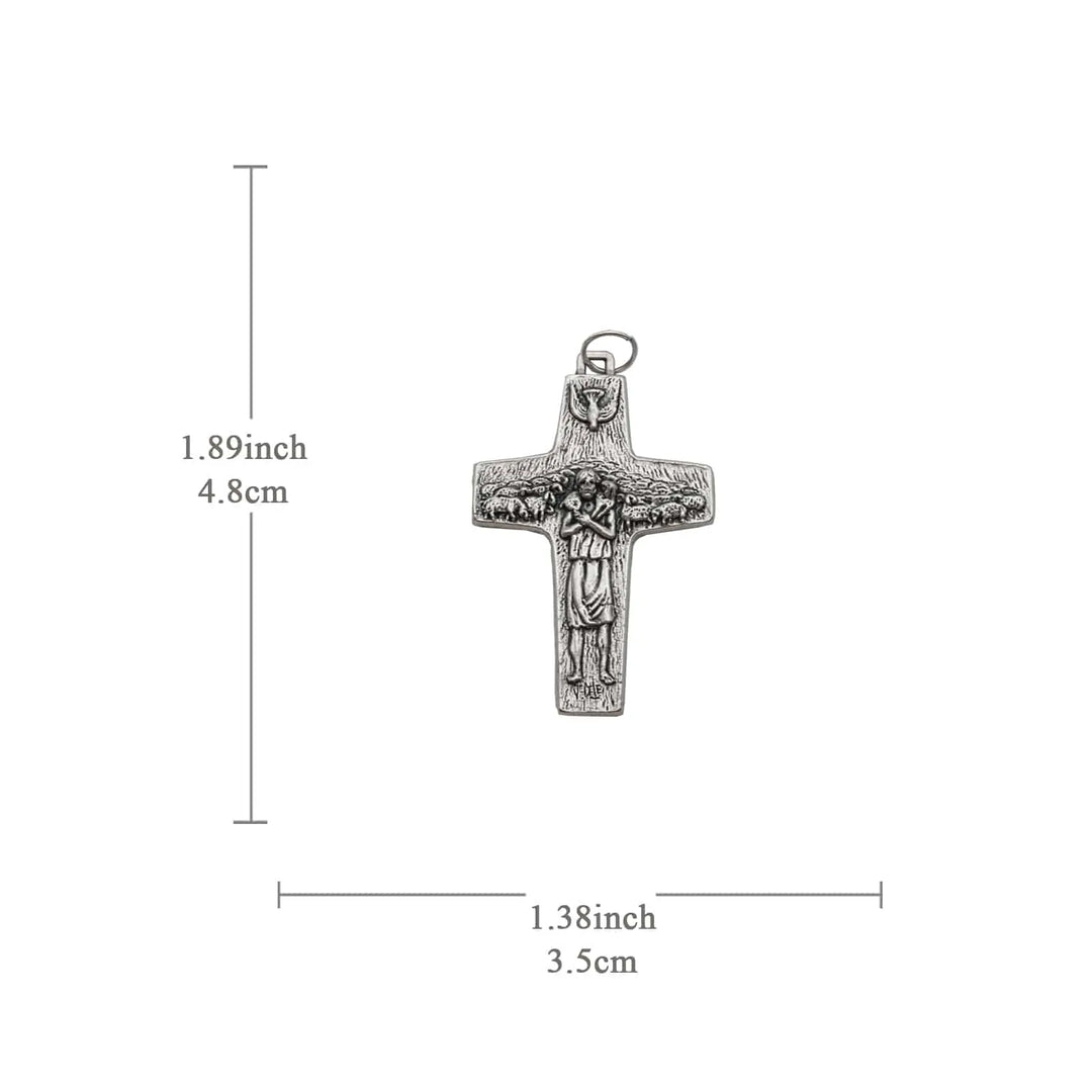 BlessingTree Good Shepherd Crucifix Necklace Pendant with Silver Tone Finish