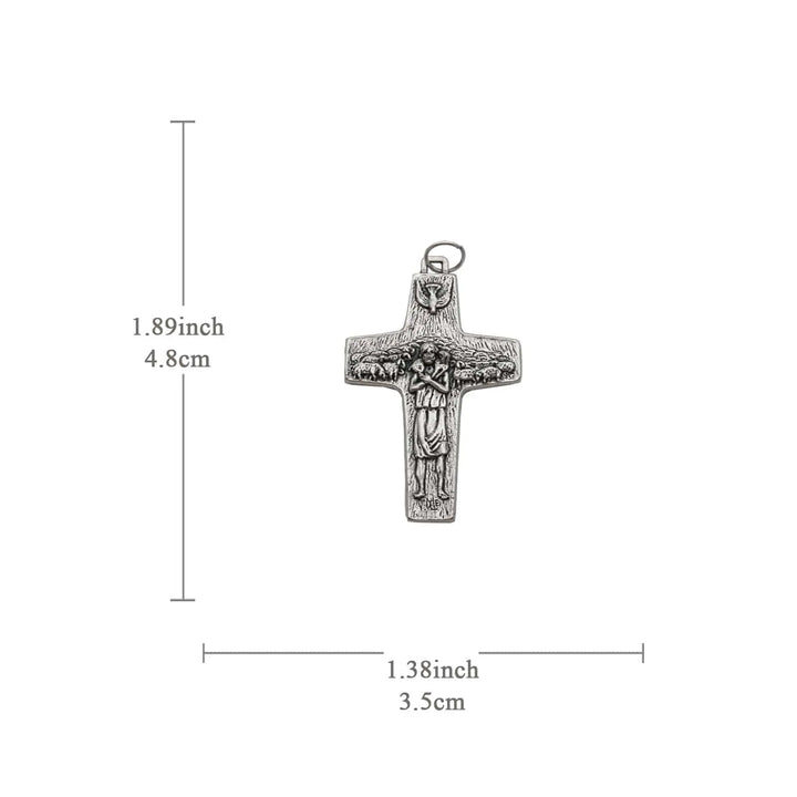 BlessingTree Good Shepherd Crucifix Necklace Pendant with Silver Tone Finish