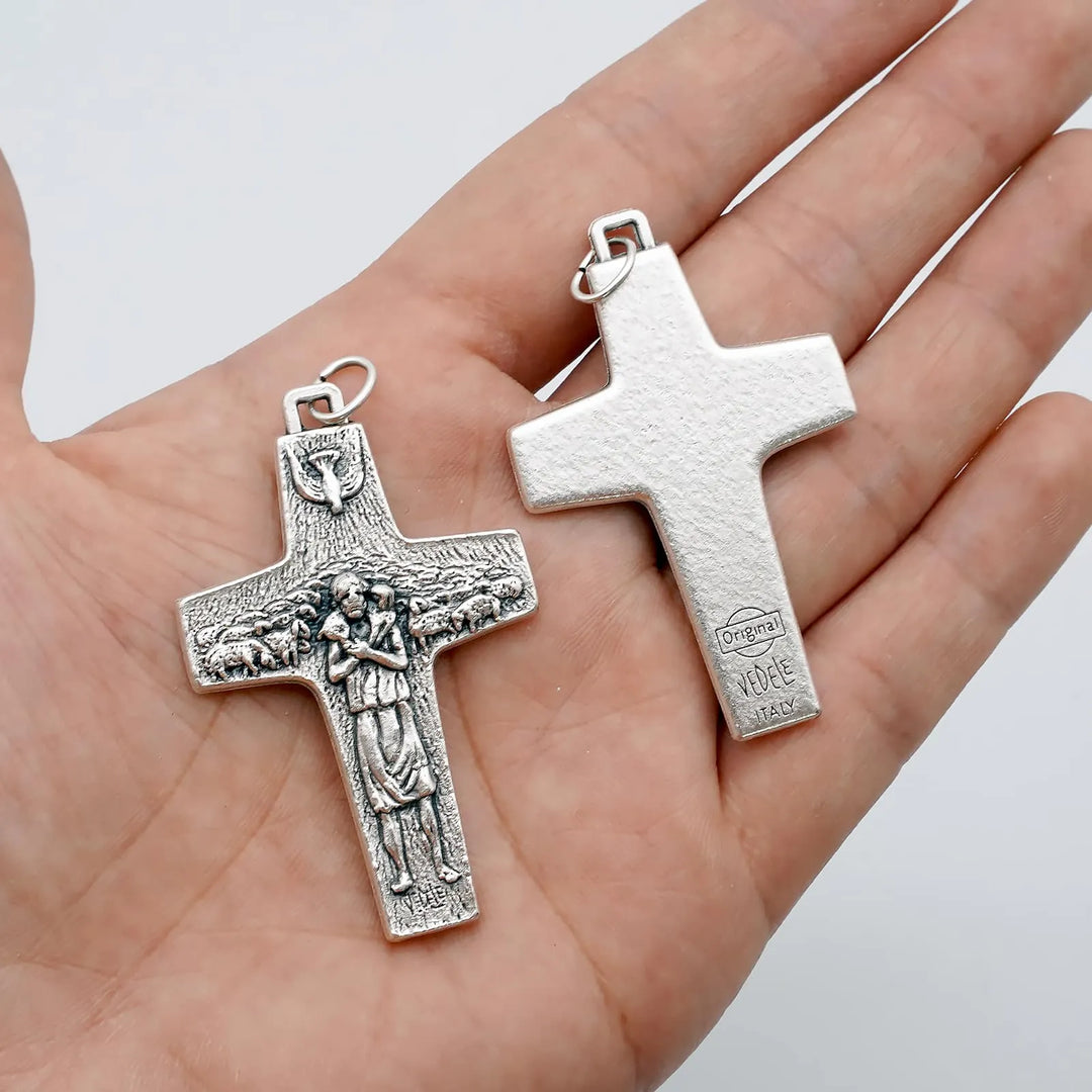 BlessingTree Good Shepherd Crucifix Necklace Pendant with Silver Tone Finish
