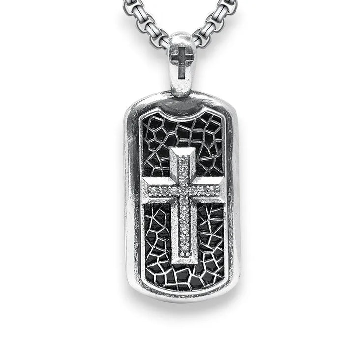 BlessingTree Cross Inlay Stainless Steel Pendant Necklace