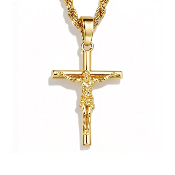 To My Wife Gift From Husband - BlessingTree Gold Plated Crucifix Cross Pendant Necklace Premium Gift Set