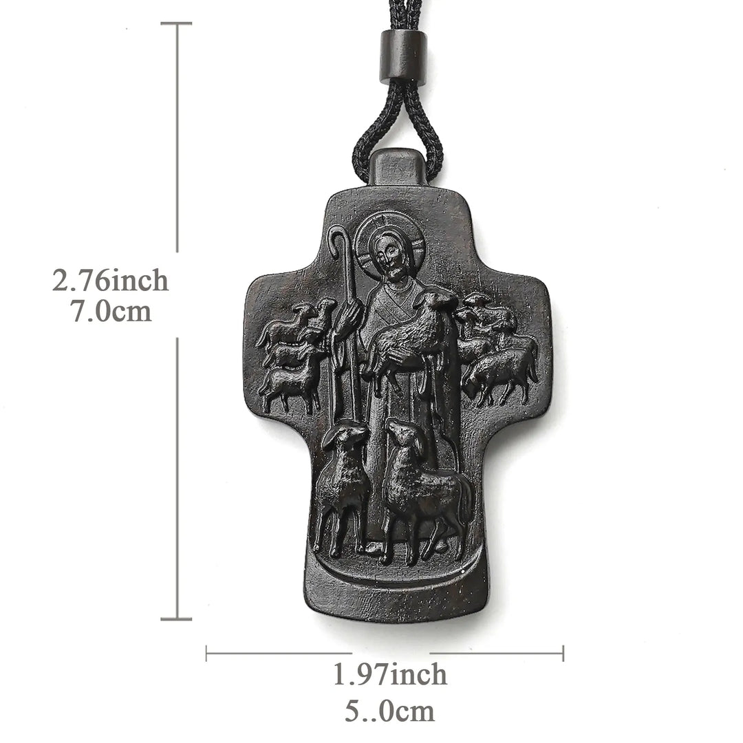 BlessingTree Good Shepherd Crucifix Necklace - Three Wood Variations Available