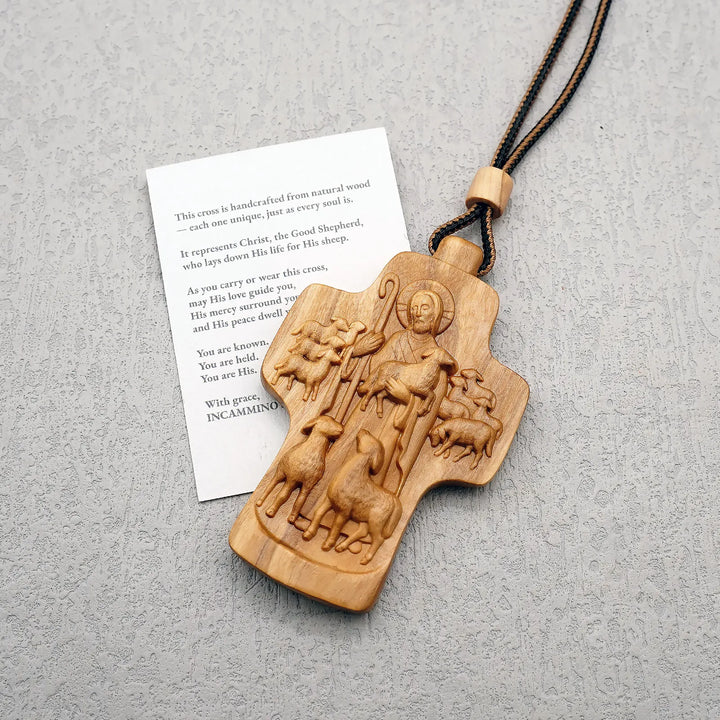 BlessingTree Good Shepherd Crucifix Necklace - Three Wood Variations Available