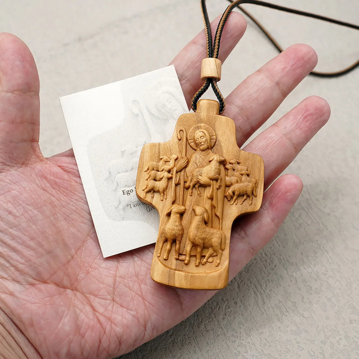 BlessingTree Good Shepherd Crucifix Necklace - Three Wood Variations Available