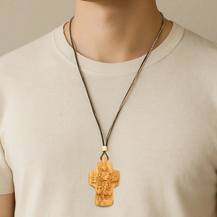 BlessingTree Good Shepherd Crucifix Necklace - Three Wood Variations Available