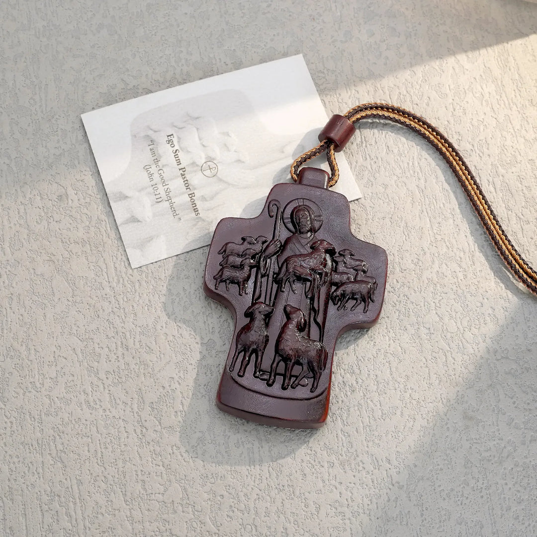 BlessingTree Good Shepherd Crucifix Necklace - Three Wood Variations Available