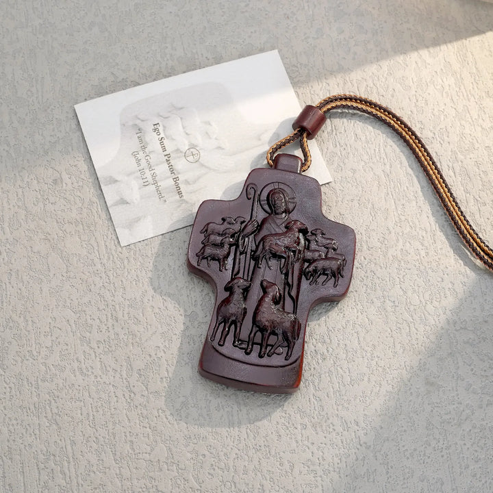 BlessingTree Good Shepherd Crucifix Necklace - Three Wood Variations Available