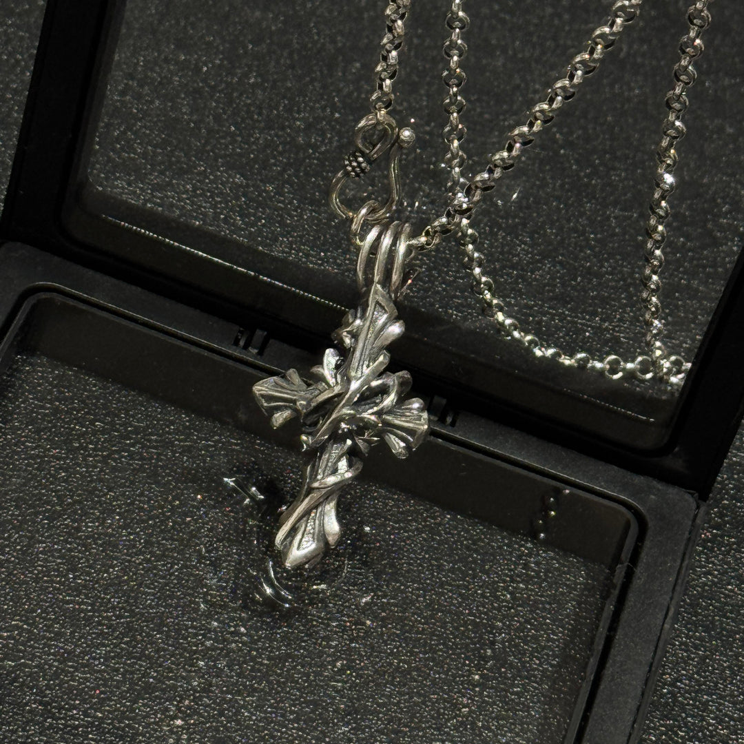 BlessingTree Vintage Thorn Cross Pendant Necklace