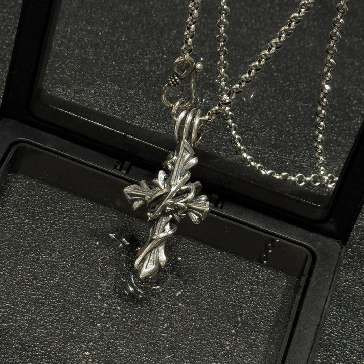 BlessingTree Vintage Thorn Cross Pendant Necklace