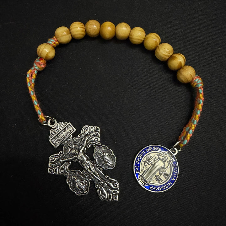 BlessingTree Saint Benedict Pocket Rosary with Olive Wood Beads