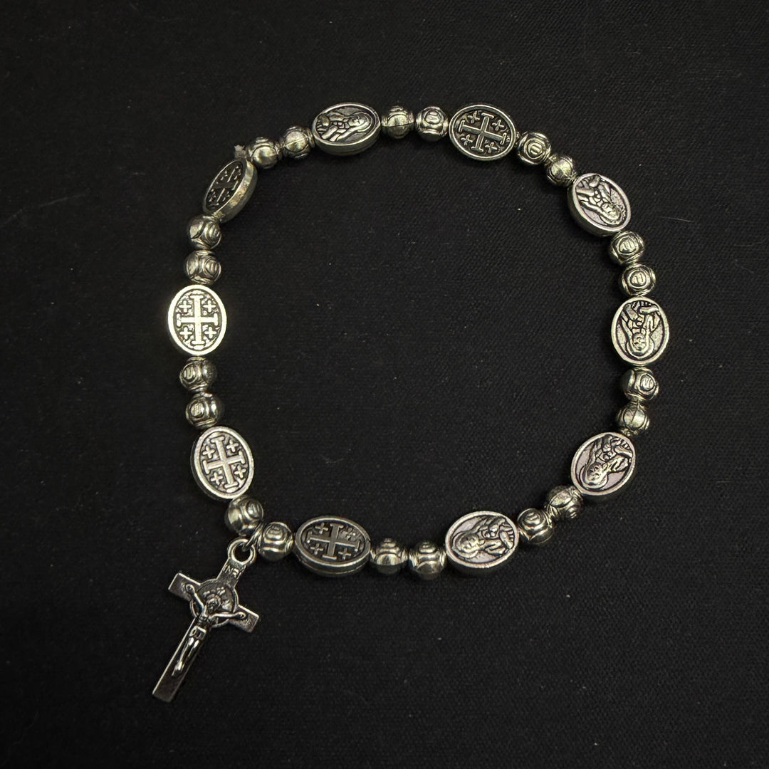 BlessingTree Stainless Alloy Cross Pocket Rosary Bracelet – Catholic Prayer Beads Jewelry Gift