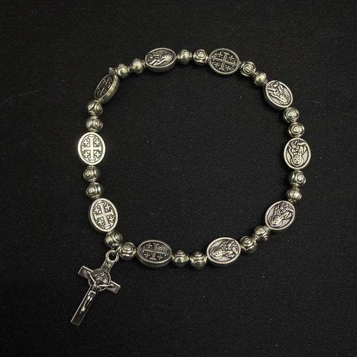 BlessingTree Stainless Alloy Cross Pocket Rosary Bracelet – Catholic Prayer Beads Jewelry Gift