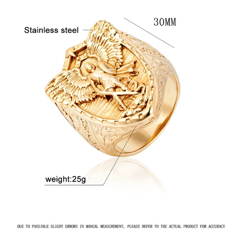 BlessingTree St. Michael Titanium Steel Ring