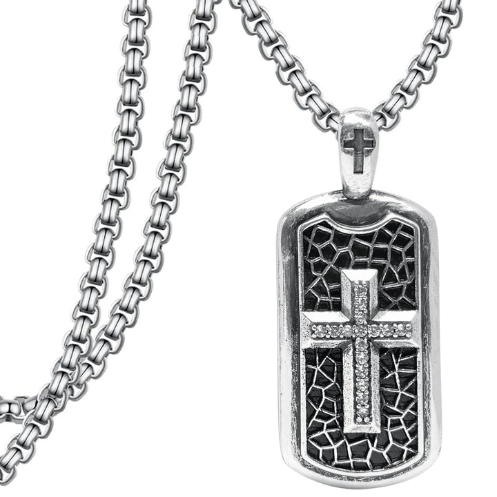 BlessingTree Cross Inlay Stainless Steel Pendant Necklace