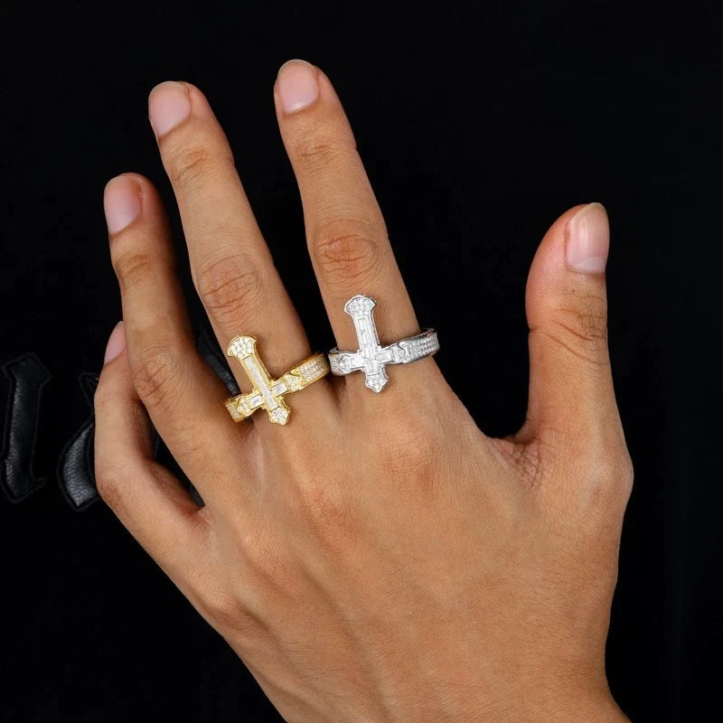 BlessingTree Cross Shaped Ring Zircon Stone Gold/Silver Plated Christian Jewelry