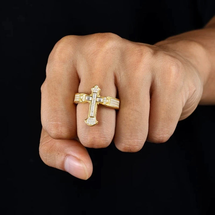 BlessingTree Cross Shaped Ring Zircon Stone Gold/Silver Plated Christian Jewelry