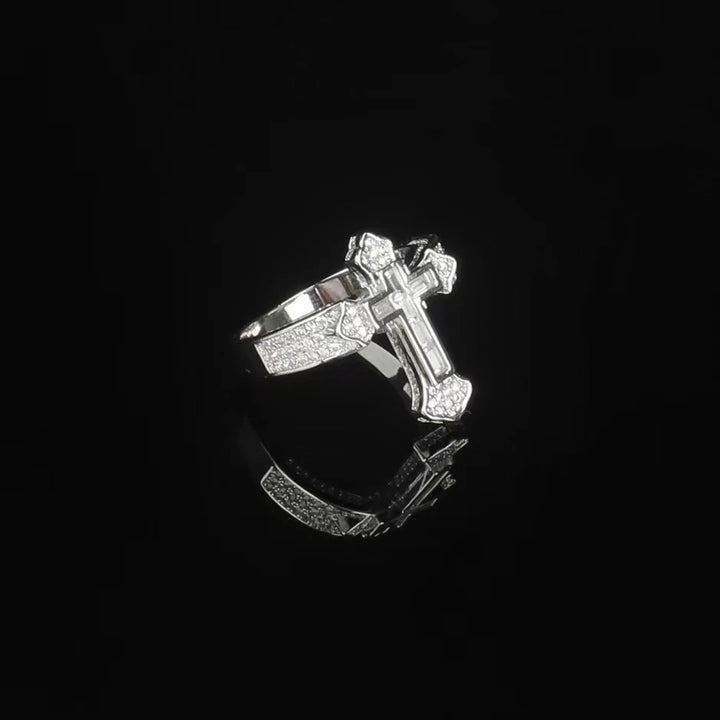 BlessingTree Cross Shaped Ring Zircon Stone Gold/Silver Plated Christian Jewelry