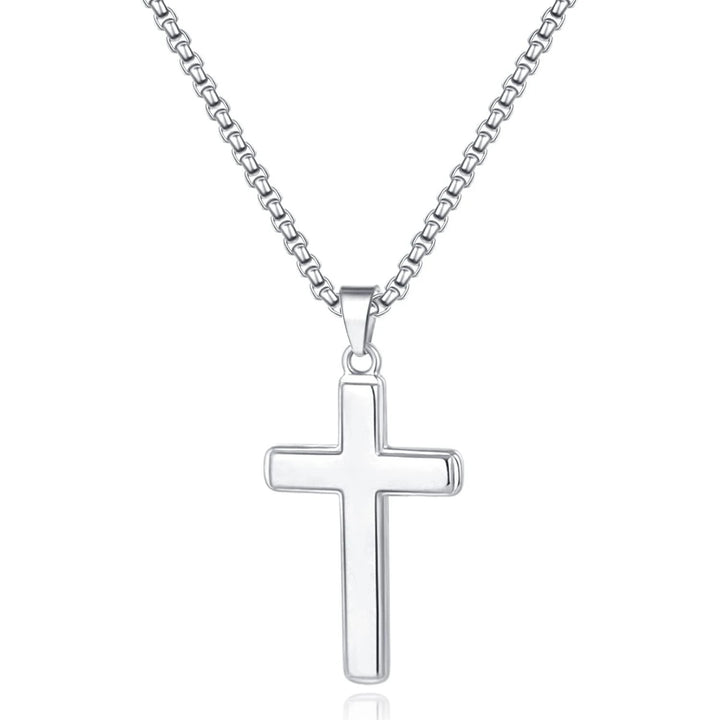 To My Son Gift From Dad - BlessingTree Polished Stainless Steel Cross Necklace Premium Gift Set