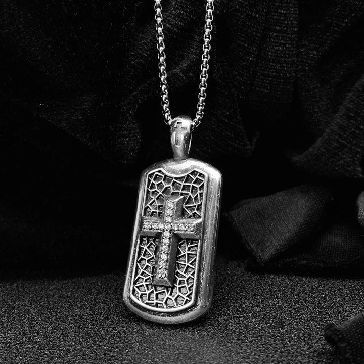 BlessingTree Cross Inlay Stainless Steel Pendant Necklace