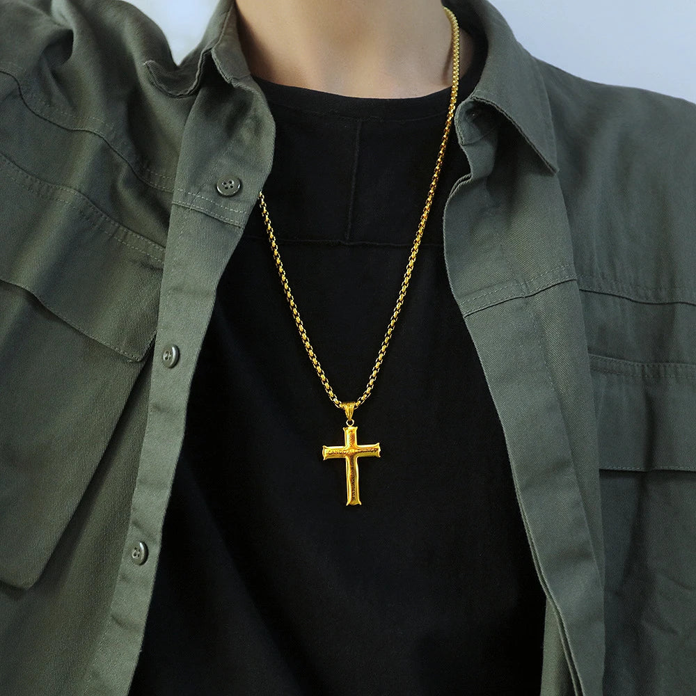 BlessingTree Philippians 4:13 Cross Pendant Necklace Stainless Steel Scripture Christian