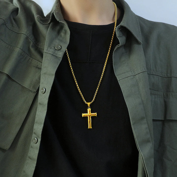 BlessingTree Philippians 4:13 Cross Pendant Necklace Stainless Steel Scripture Christian