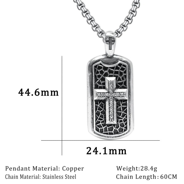 BlessingTree Cross Inlay Stainless Steel Pendant Necklace
