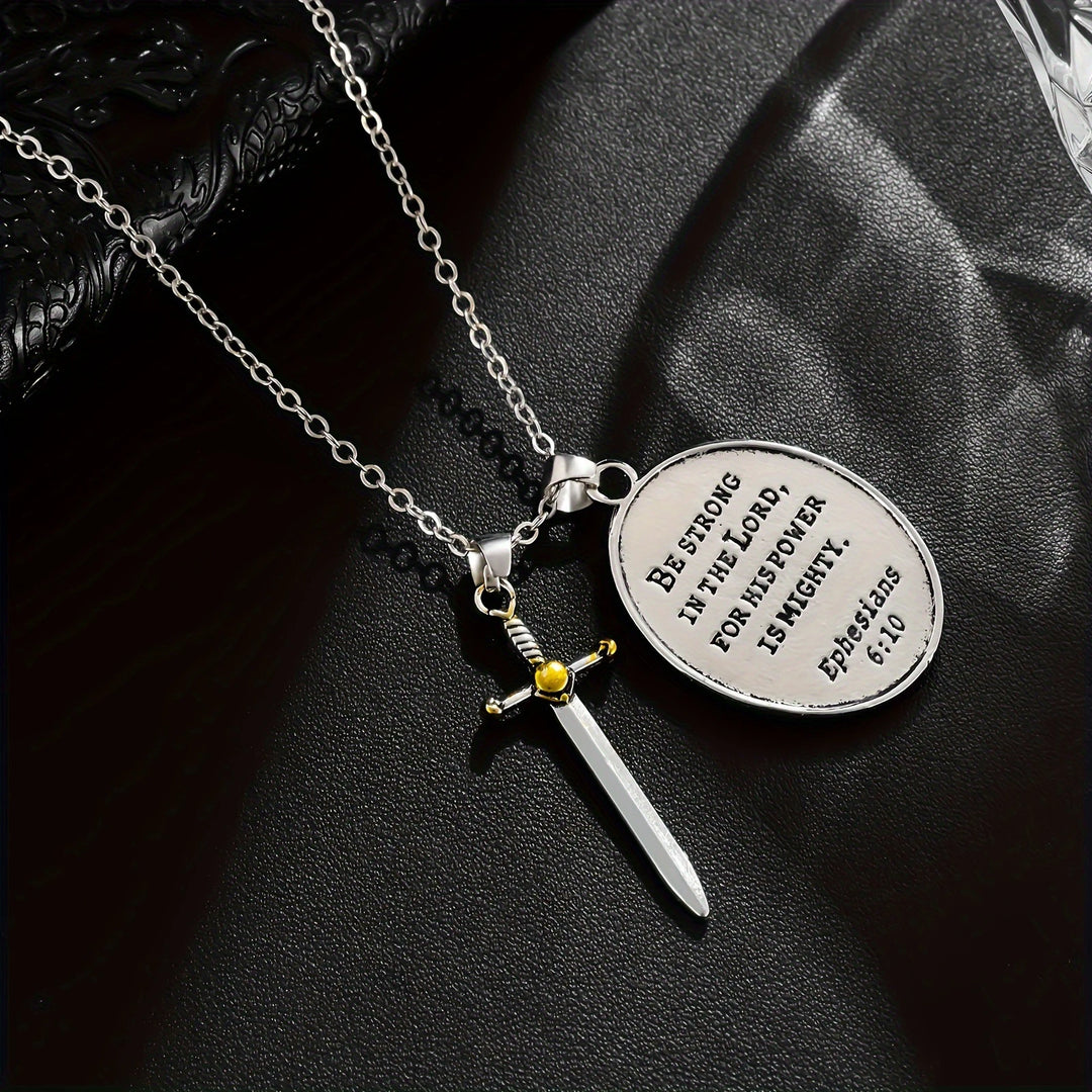 BlessingTree St. Michael the Archangel Medal Necklace with Sword Charm Alloy Catholic Pendant