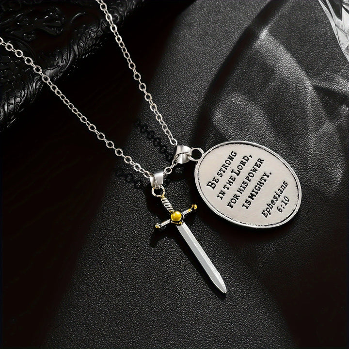BlessingTree St. Michael the Archangel Medal Necklace with Sword Charm Alloy Catholic Pendant