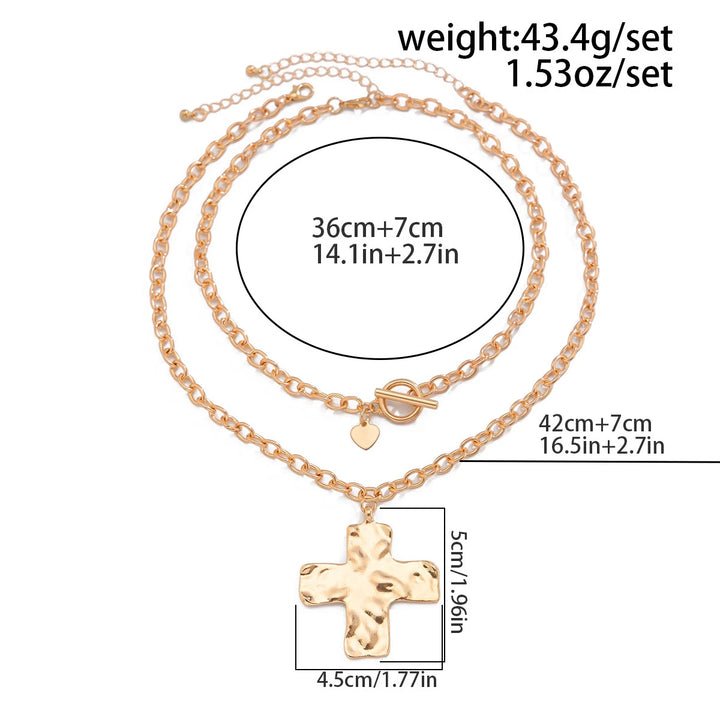BlessingTree Cross Buckle Pendant Necklace Single/Double Layer Copper Chain Christian Jewelry