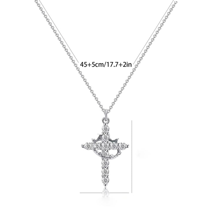 BlessingTree Rotatable Crown Cross Pendant Necklace Stainless Steel Chain Christian Jewelry