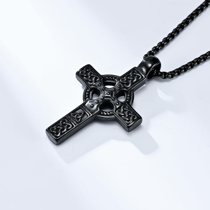 BlessingTree Celtic Cross Necklace Stainless Steel Trinity Knot Knotwork Pendant