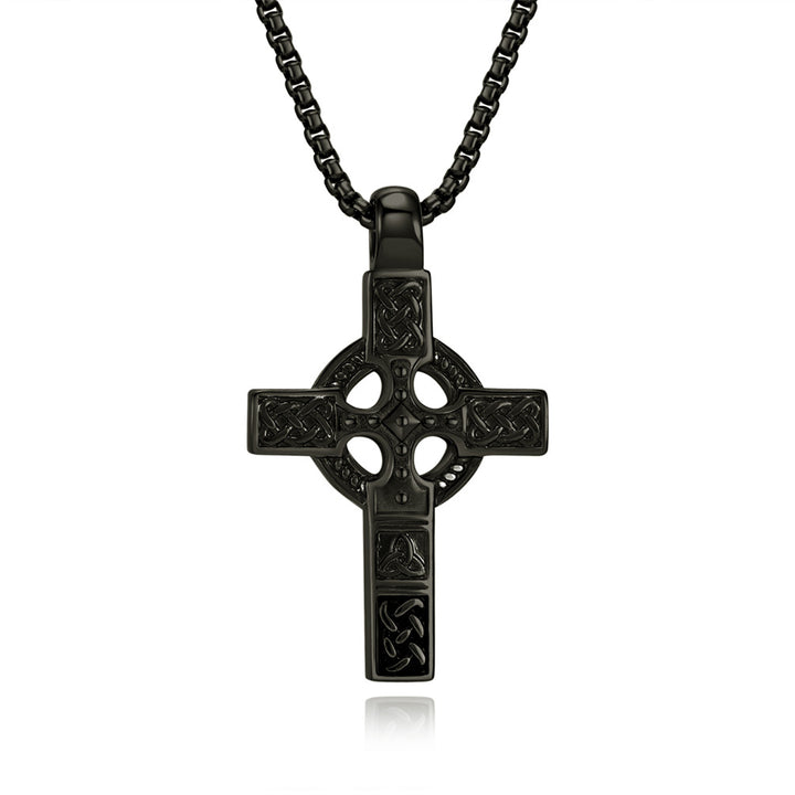 BlessingTree Celtic Cross Necklace Stainless Steel Trinity Knot Knotwork Pendant