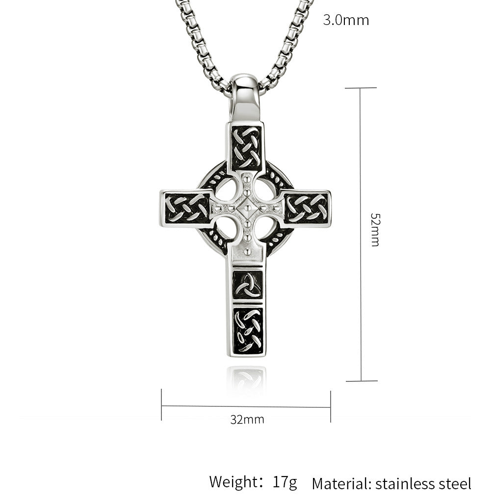 BlessingTree Celtic Cross Necklace Stainless Steel Trinity Knot Knotwork Pendant