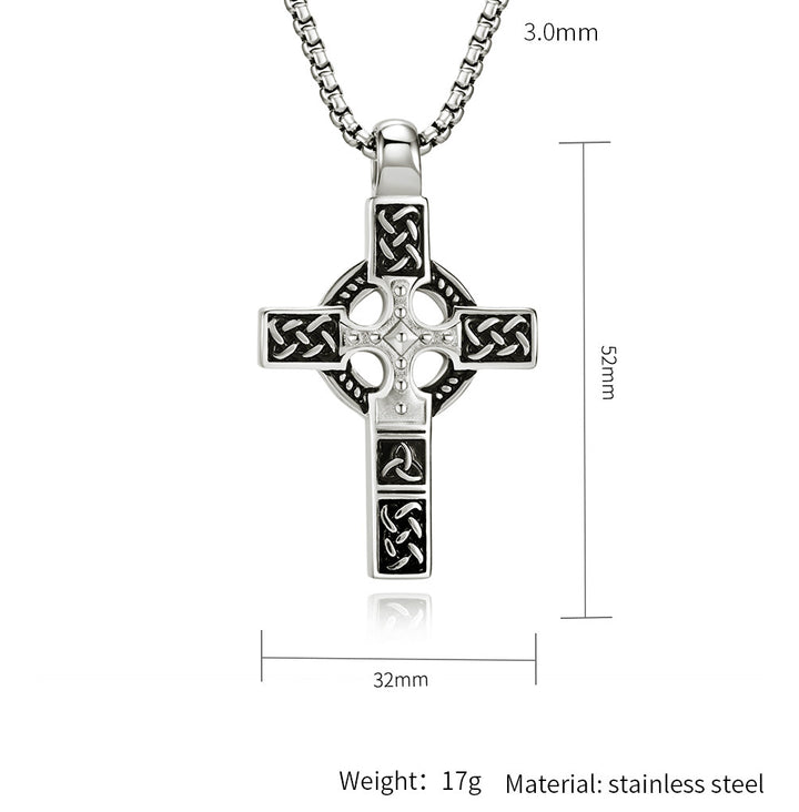 BlessingTree Celtic Cross Necklace Stainless Steel Trinity Knot Knotwork Pendant