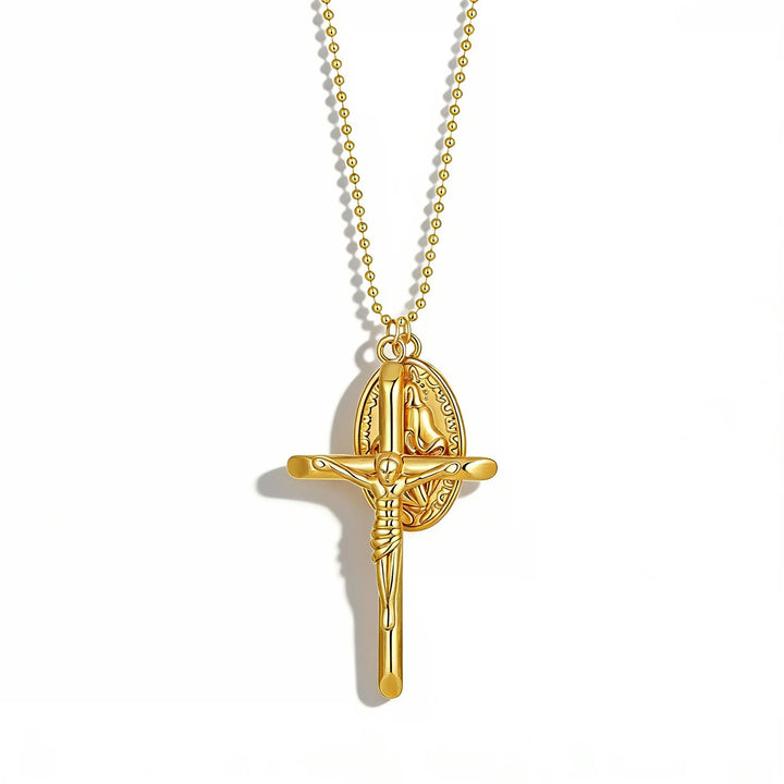 BlessingTree Virgin Mary Cross Necklace for Women with Ball Chain
