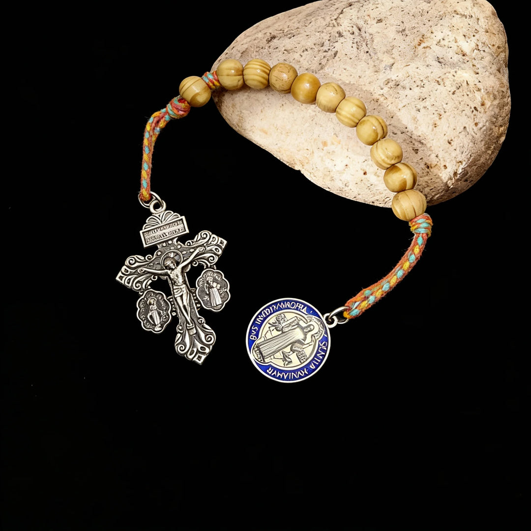 BlessingTree Saint Benedict Pocket Rosary with Olive Wood Beads