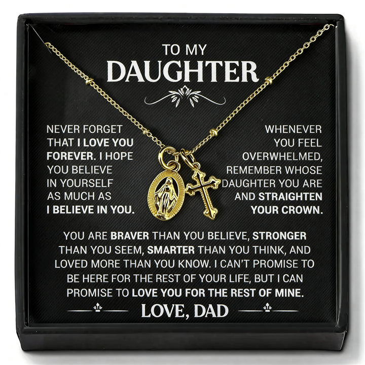 To My Daughter Gift From Dad - BlessingTree Miraculous Medal Cross Necklace Premium Gift Set