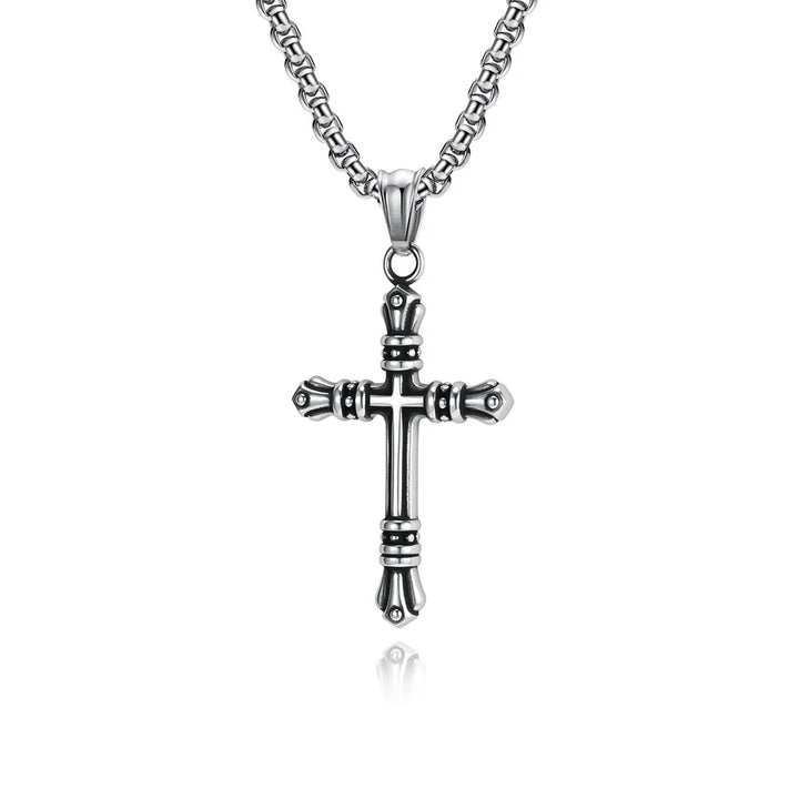 BlessingTree Stainless Steel Cross Pendant Necklace Gold Silver Black