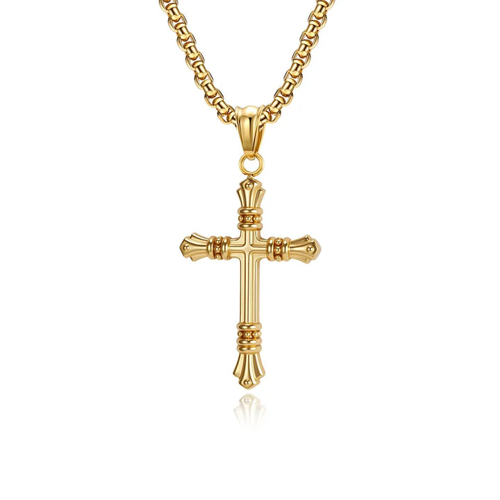 BlessingTree Stainless Steel Cross Pendant Necklace Gold Silver Black