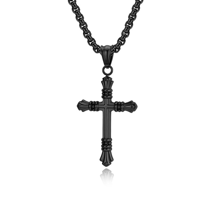 BlessingTree Stainless Steel Cross Pendant Necklace Gold Silver Black
